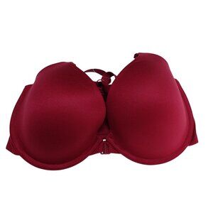 Dobreva Front Closure Racerback Bra Sz 34DD Red Underwired Full Coverage
